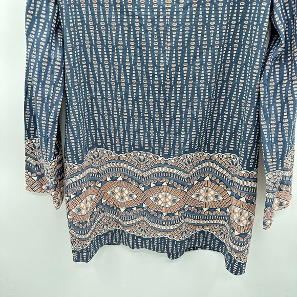 BCBG MAXAZRIA Alina woman cotton 70's bohemian hippie mini blue shift dress L - Picture 10 of 14